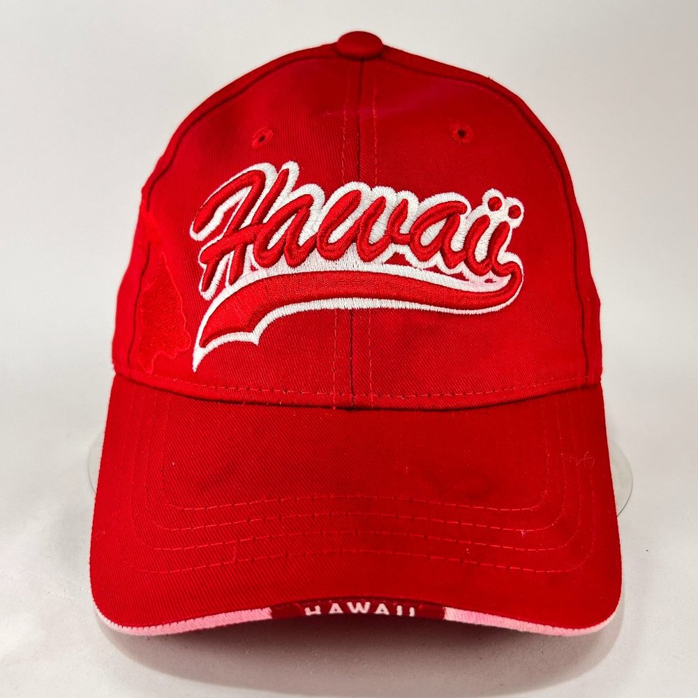 Hawaii Islands Strap Back Cap Hat Red Chelona USA Paradise Beach Adult Mens